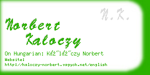 norbert kaloczy business card